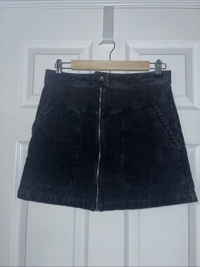 Altar'd State Black Corduroy Zip-Front Mini Skirt